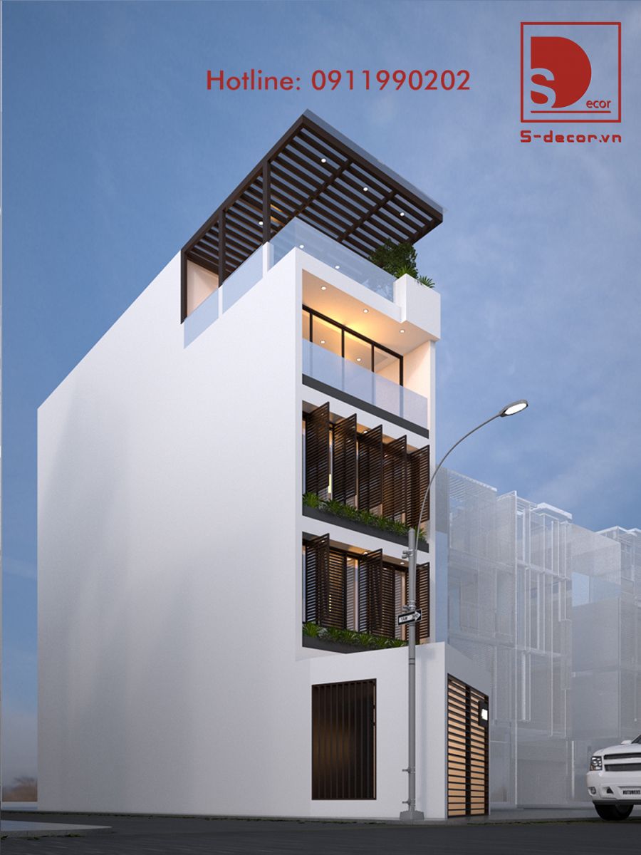 Thiết kế nhà ống 5 tầng hiện đại